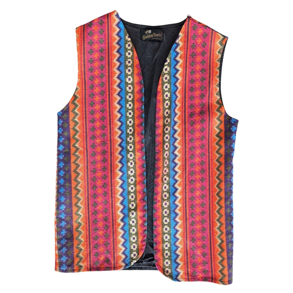 Vintage Golden Touch Collection Geometric Pattern Sleeveless Vest Women's